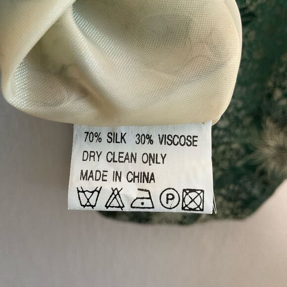 Vintage oriental Green Silk Mandarin Collar Embroidered Jacket XL - Picture 5 of 9